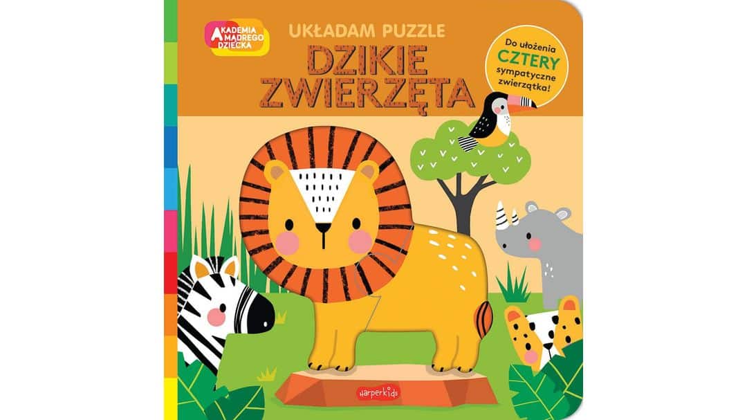 Dzikie zwierzęta. Akademia Mądrego Dziecka. Układam puzzle