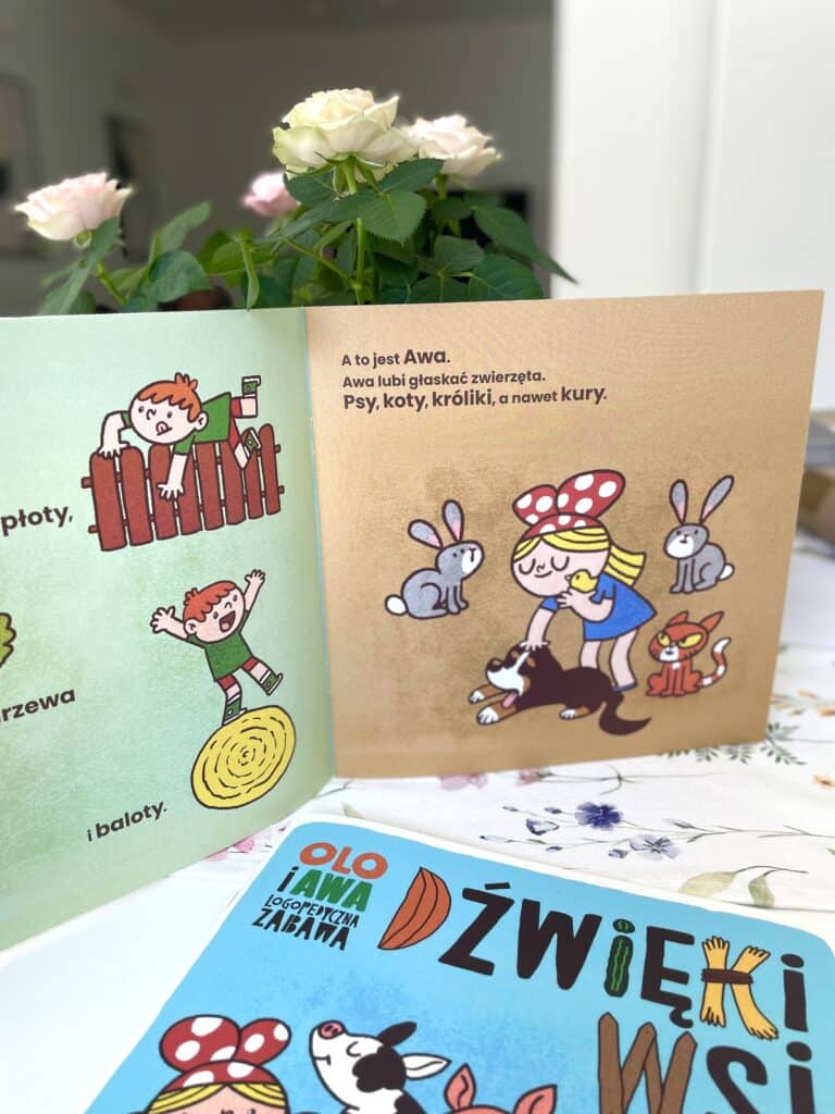 olo-i-awa-logopedyczna-zabawa-dzwieki-na-wsi-recenzja-ksiazki-dla-dzieci aktywne czytanie