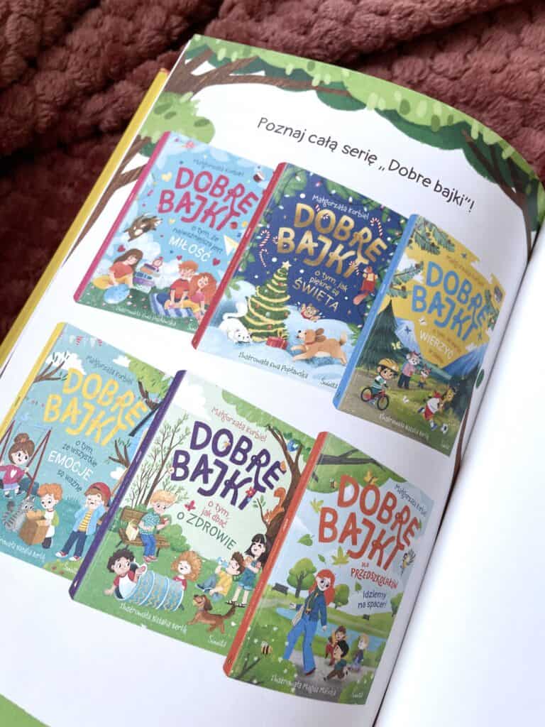 A book with children's books on it.