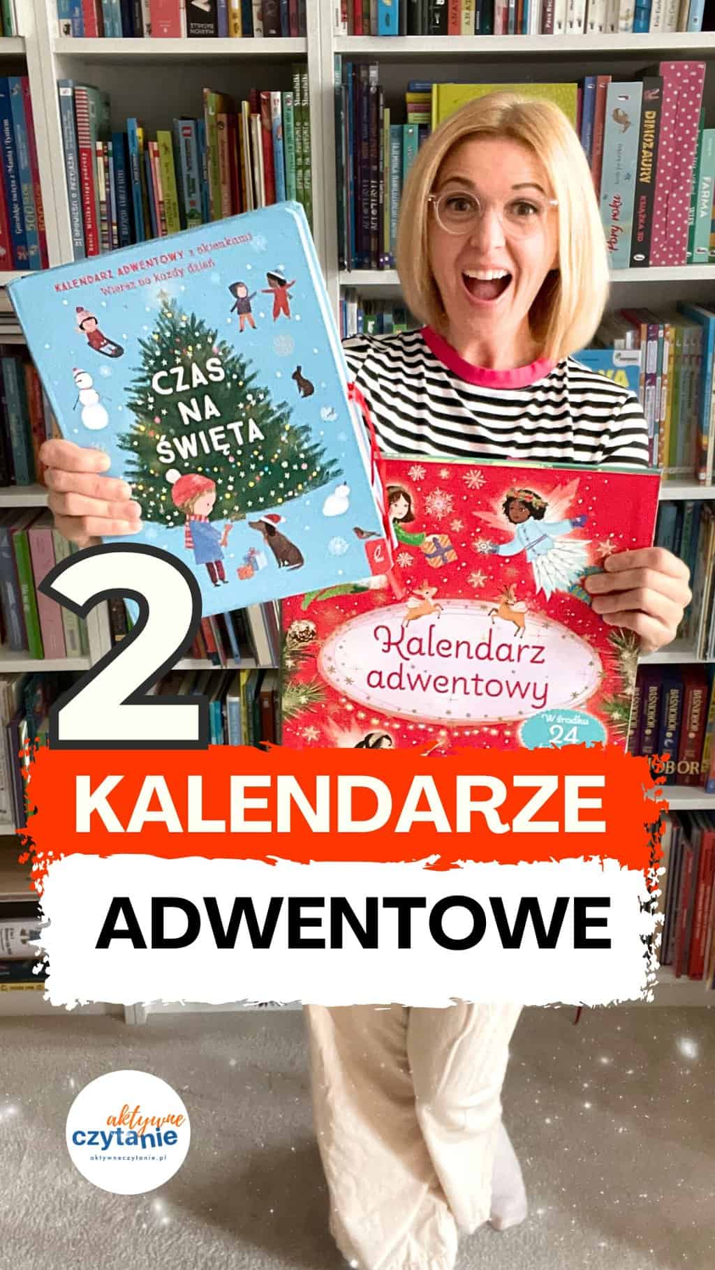 Czerwony „Kalendarz adwentowy” z książeczkami i ”Czas na święta” z okienkami