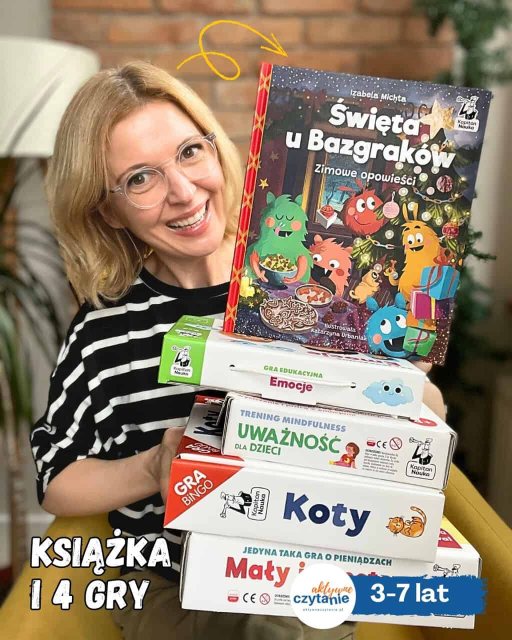 Książka ”Święta u Bazgraków” i 4 gry Kapitan Nauka 