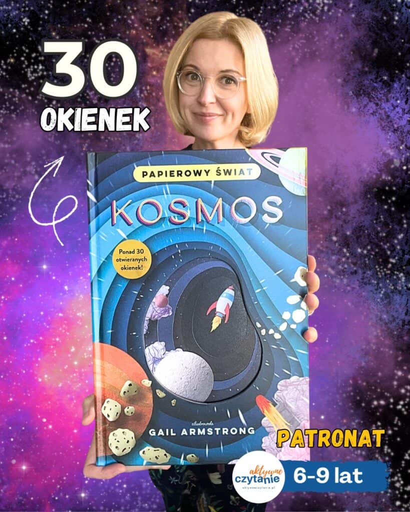 Interakcyjna książka o kosmosie z okienkami dla dzieci 6-9 lat, edukacyjne i atrakcyjne opowieści o przestrzeni.