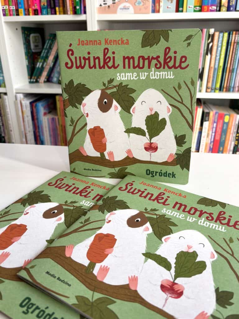 Aktywna książka dla dzieci o świnkach morskich w domu.