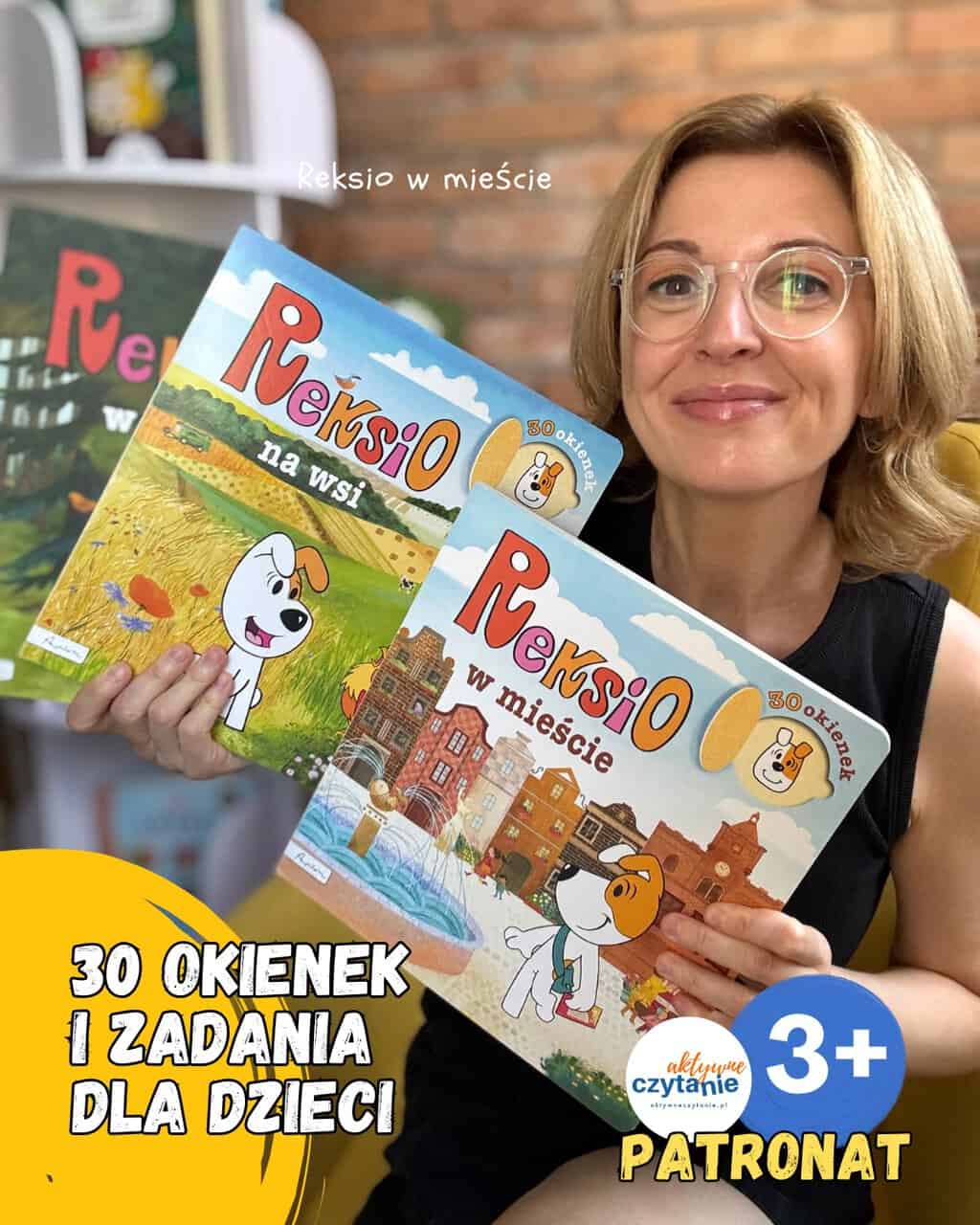 „Reksio w&nbsp;mieście”. Edukacyjna książka dla dzieci 3-6 lat ma&nbsp;30 okienek